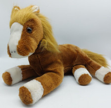 Schönes Pferd ❤️ Kuscheltier 50 cm Stofftier Plüschtier liegend  braun weiß 4336