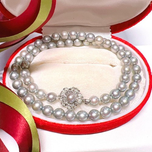 Akoya perlenkette silber grau - perlenkette,