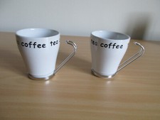 2 tlg. Kaffee / Teetassen Set mit Metallgriff