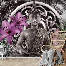 Fototapete Buddha Lilie Wohnzimmer Schlafzimmer Violett Grau Vlies Tapete 9108a