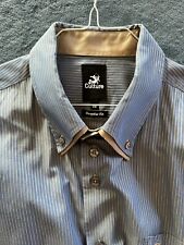 Culture Oberhemd Blau Cognac Gestreift Gr. XXL