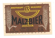 Bieretikett Breithaupt Brauerei Berlin DDR (MDN / Pächter Hans Zettier)