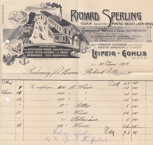 Leipzig gohlis rechnung - rechnung, 1917