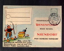 Reklamepostkarte vom Honighaus Bienenfleiss Hans Kogel in Niendorf von 1956 VW