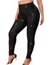 Plus Size Hose Leggings Leggins Slim Skinny Glitzer Schlupfhose STERNE 44-52