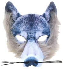 3D Maske Wolf mit Fell Kinn