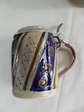 Steinkrug Bierkrug Zinndeckel Salzglasur Ritzdekor Westerwald KK Handarbeit