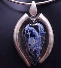 Handgefertigter Silberanhänger "Pietersite Flower" Modell 36, 42x26cm