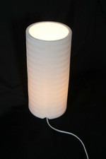 Tischlampe OpArt Leuchte Wellen Zylinder weiß Porzellan Keramik 23cm h 14cm DM