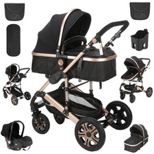OYAJIA® Kombi-Kinderwagen 2in1-Set mit Babyschale Faltbar Buggy Reisebuggy, Grau