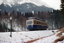 Originaldia Zugspitzbahn ET 3, bei Obergrainau, 29.03.1962 - Glasrahmen
