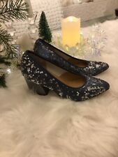  Damen Schuhe   Pumps Gr  37  Blau -Silber  von Heine -Neu-