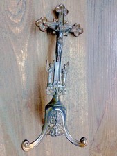 Altes Standkreuz Skulptur Religiöse Volkskunst Bronze (?) Antik - 26 cm / 415 gr