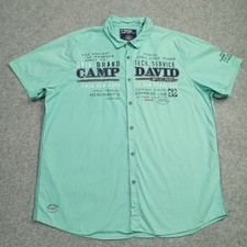 Camp David Herren Shirt Größe XXL 2XL Regular Fit Türkis Hemd Baumwolle Gewebt
