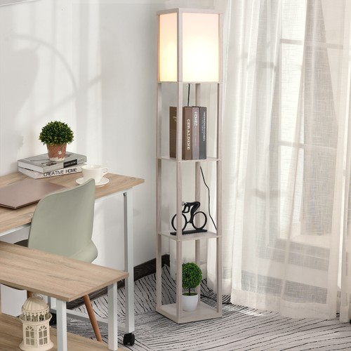 Homcom stehlampe mit - stehlampe, regalen