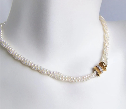 Echte perlenkette mit - mit, gold