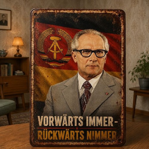 Blechschild ddr honecker - ddr,