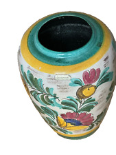 vintage Majolica Vase Bodenvase handbemalt ca 1950 Blumen H 34 D 20