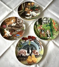 Niedliche Hunde 4 Tolle Wandteller Manufaktur Langenthal Schweiz Porzellan Deko