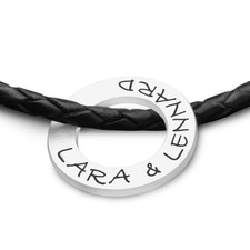 Männerkette Leder Gravur MESSAGE RING MEN BLACK 925 Silber Herren Lederschmuck