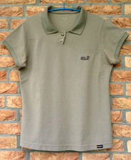 JACK WOLFSKIN Damen Shirt Gr. DE 38 - 40 Poloshirt Kurzarm Basic Cotton Khaki