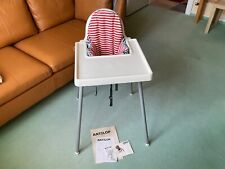 IKEA ANTILOP Kinderhochstuhl mit Tablett,Sitzgurt, Babystuhl,weiß/silberfarben