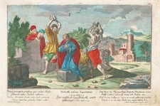 Martin Engelbrecht / Augsburg Bible Bibel Kupferstich 1740 Nabot Steinigung