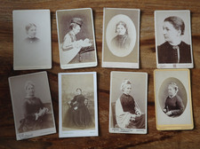 8 Stück Carte de Visite Portrait Fotografie Frauen ca. 19. Jahrhundert Vintage