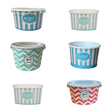 Eisbecher Papier ICE CREAM Zick Zack Motiv 125 145 180 260 ml Deckel Auswahl