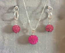 Glitzer Disco Kugel Schmuck Set Kristall Silber 925 Liebe Geschenk Hochzeit 