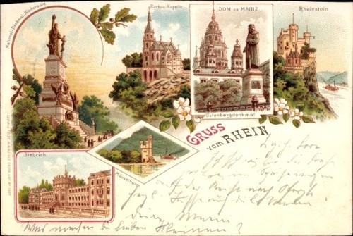 Litho gruß vom rhein - gruß,