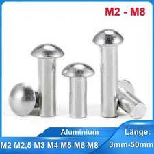 Alu Halbrundkopf Nieten M2 bis M8 Vollnieten Aluminium Halbrundkopfniete DIN 660