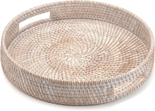 Rundes rattan serviertablett - rundes,