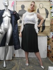 Plissee Chiffon Rock L 90er schwarz Faltenrock TRUE VINTAGE 90s pleated skirt