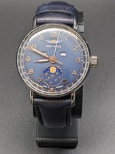 IronAnnie 5977-4 Damenuhr Armbanduhr Uhr Mondphase Lederband 36 mm Blau