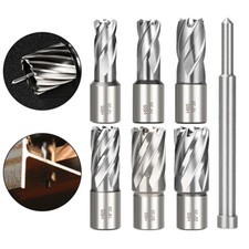 XCAN 7Tlg Kernbohrer Satz Weldon 12-22mm 35mm Schnittife HSS M2 mit Auswerfstift