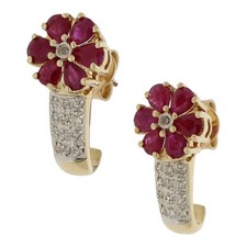 Rubin Diamant Ohrstecker 585/ 14 K Gold Geschenk Goldschmuck Damen O04.1180