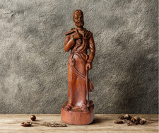 Antike große Holzfigur Handwerker Schutzpatron handgeschnitzt aus Massivholz