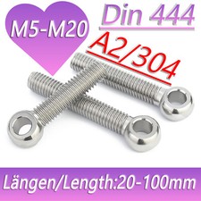 Augenschraube DIN 444 langes Gewinde V2A A2 Edelstahl M5 - M20 Augbolzen Torba