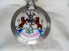 ALT Bierkrug Zunftkrug Schmied um 1880 Porzellan Einlage Zinn Krug Sammelkrüge