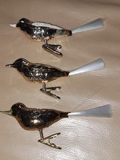 Christbaumschmuck  3 x Vogel Bird Weihnachtsschmuck Glas alt Lauscha Silber weiß
