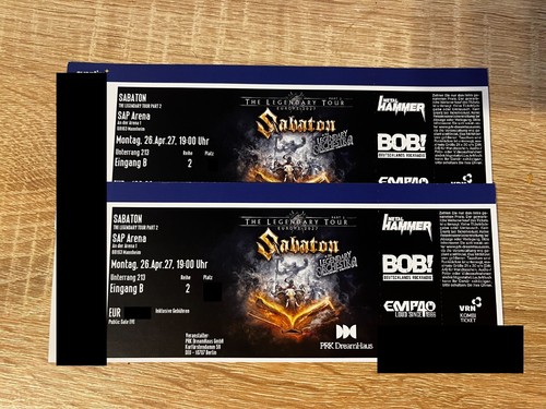 Tickets sabaton mannheim - sabaton,