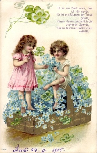 Kinder blumenkorb - ak, kinder,