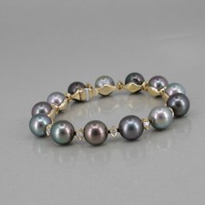 SCHOEFFEL Armband 750/18k Gelbgold mit Brillanten 0,65 ct und 13 Tahitiperlen