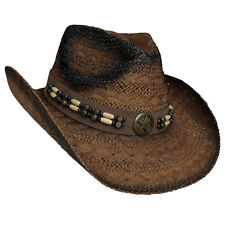 Fox Outdoor Strohhut mit Hutband Westernhut "Tennessee" Cowboyhut dunkelbraun 