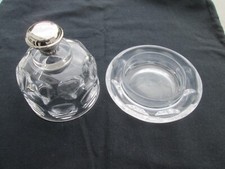 Butter-,Kaviar-, Marmeladendose Glas mit Sterling Silberknauf