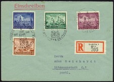 Generalgouvernement 1942 Einschreiben Lublin mit MiNr. 92 - 95 , Sonderstempel