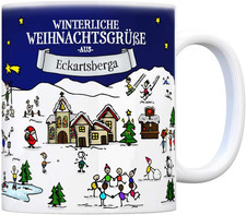 Eckartsberga Weihnachten Kaffeebecher mit winterlichen Weihnachtsgrüßen - Tasse,