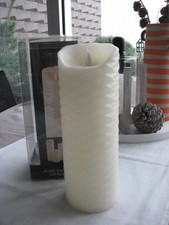 Orig. SOMPEX FLAME LED Echtwachs Kerze, Elfenbein, Timer, 23 cm hoch, 8 Durchm.