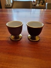 2 x Porzellan Eierbecher Fürstenberg lila & violett Vintage Goldrand